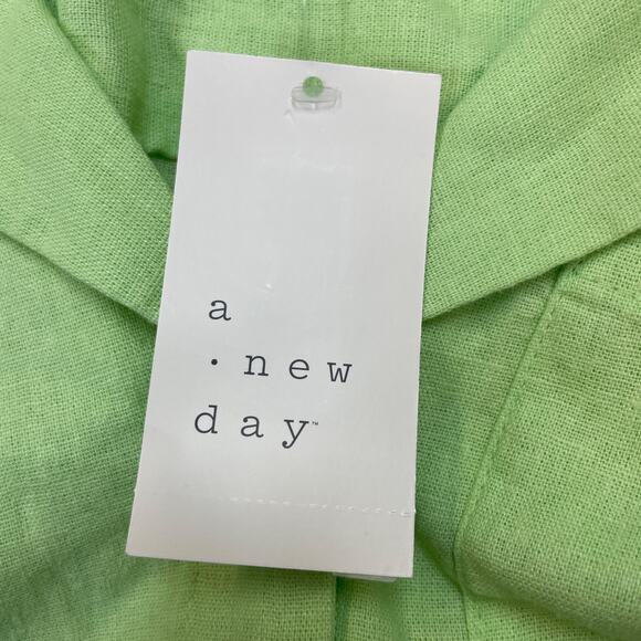 A New Day Women's Linen Short Sleeve Button Down Camp Shirt Green Size Large - Picture 4 of 6